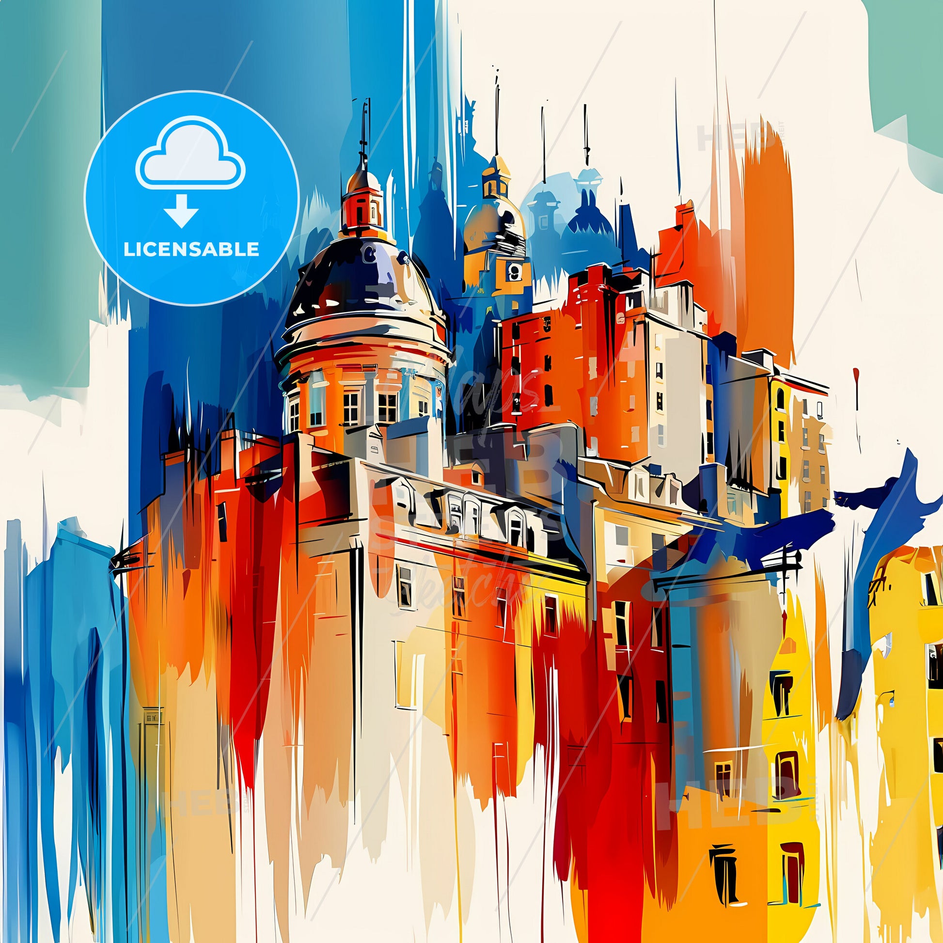 Vibrant New Haven, Connecticut - A Colorful Painting Of A Building