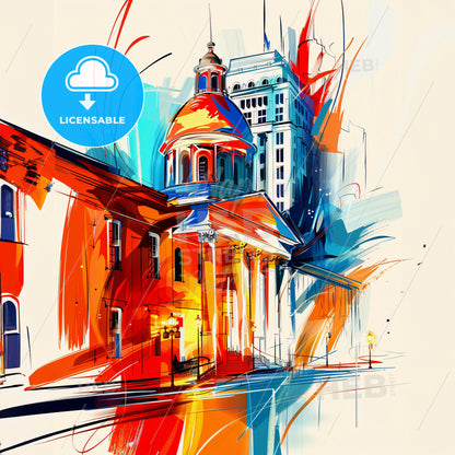 Vibrant New Orleans, Louisiana - A Painting Of A Building