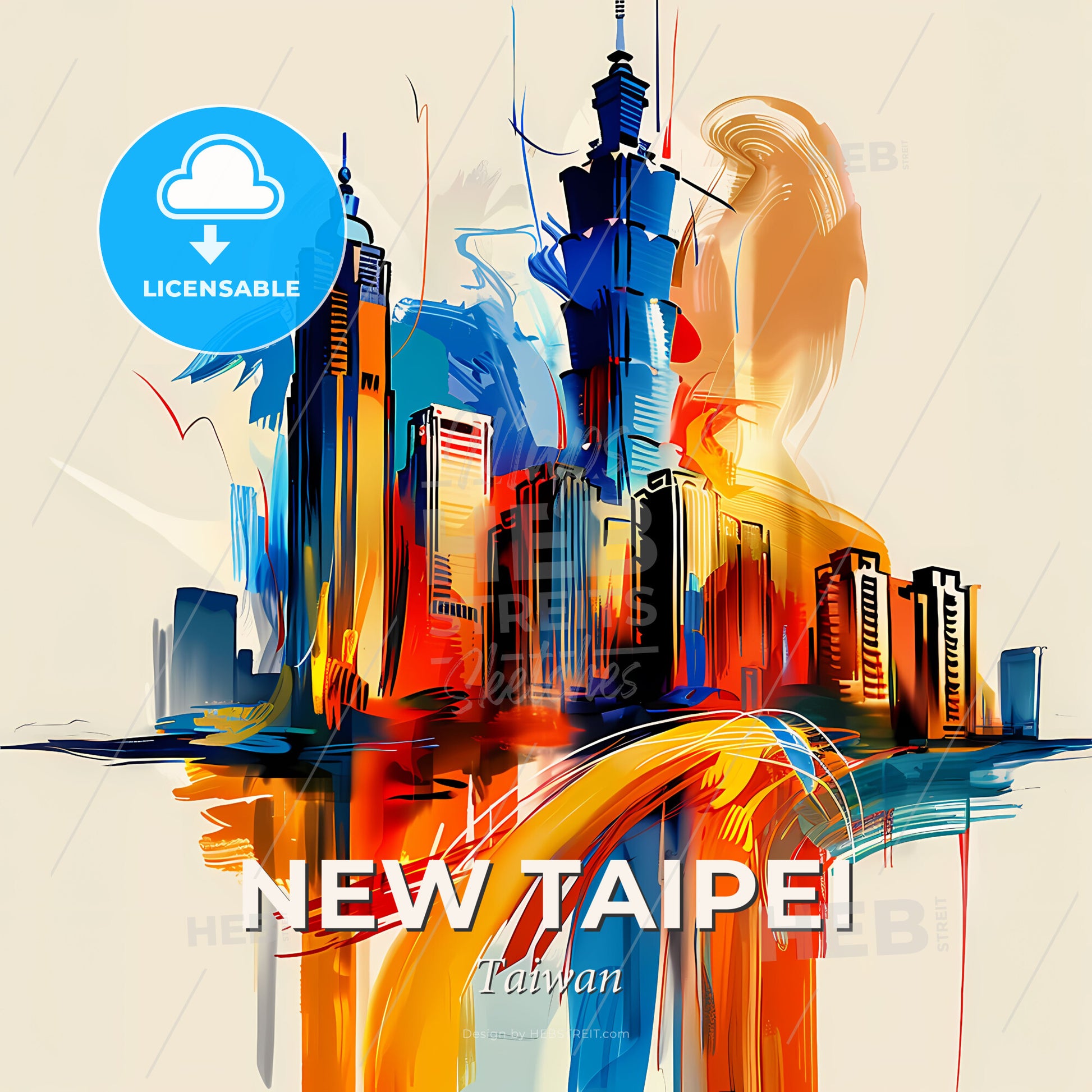 Vibrant New Taipei, Taiwan - A Colorful Cityscape With A Few Tall Buildings - Square format print template