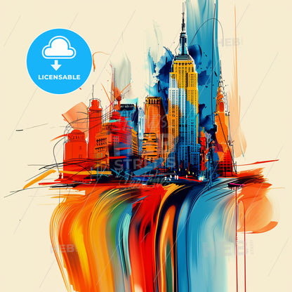 Vibrant New York City, United States - A Colorful Cityscape With A White Background