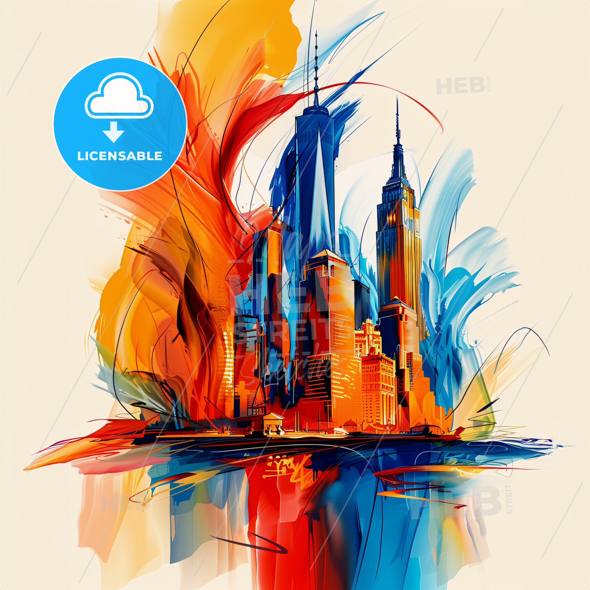 Vibrant New York City, United States - A Colorful Cityscape With Tall Buildings