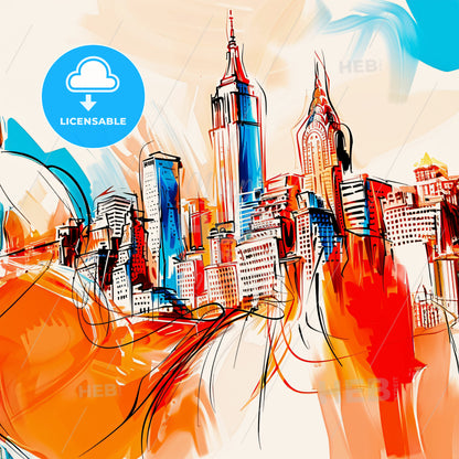 Vibrant New York City, United States - A Colorful Cityscape With Buildings