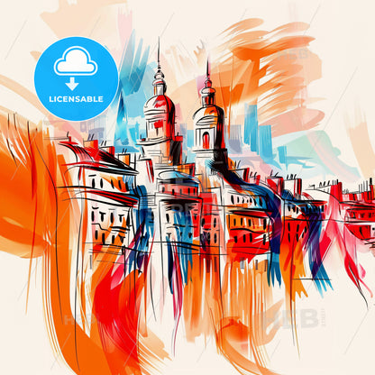 Vibrant New York City, United States - A Colorful Painting Of Buildings