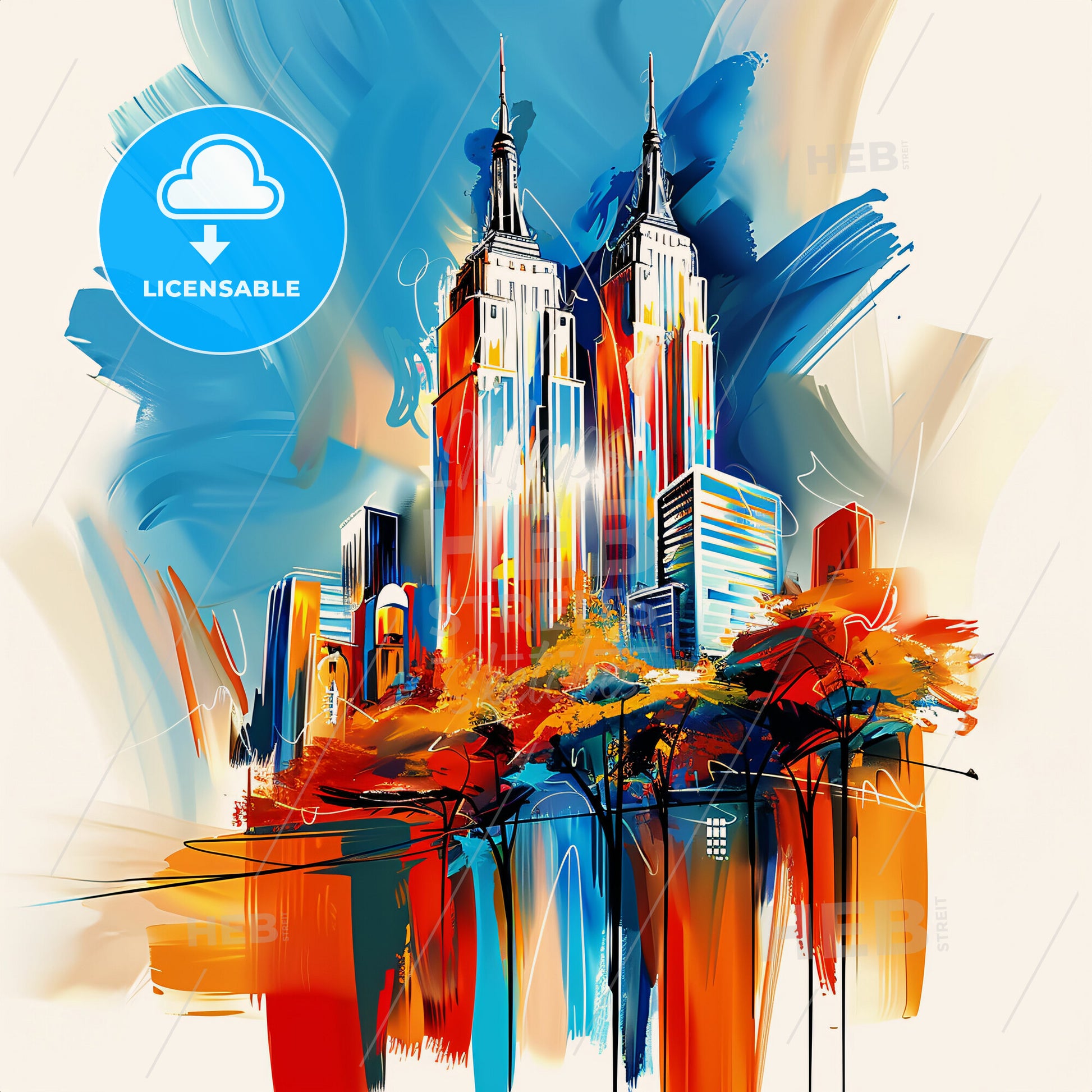 Vibrant New York City, United States - A Painting Of A City