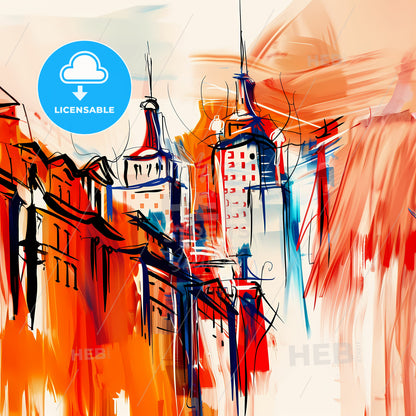 Vibrant New York City, United States - A Painting Of Buildings And Towers