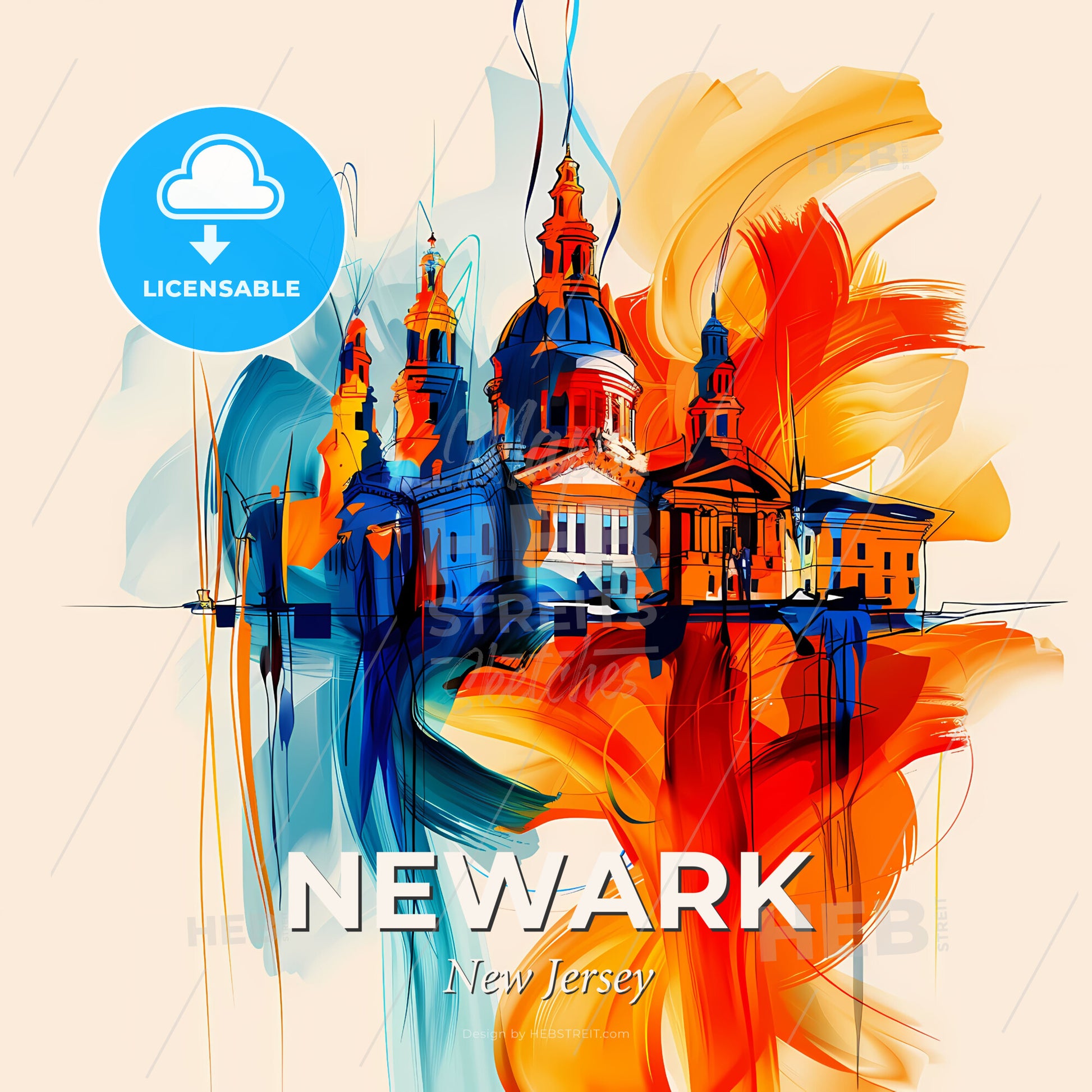 Vibrant Newark, New Jersey - A Painting Of A Building With Colorful Paint - Square format print template