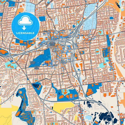 Colorful New Britain Street Map with Labels and Buildings