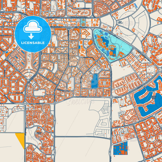 Colorful New Cairo Street Map with Labels and Buildings