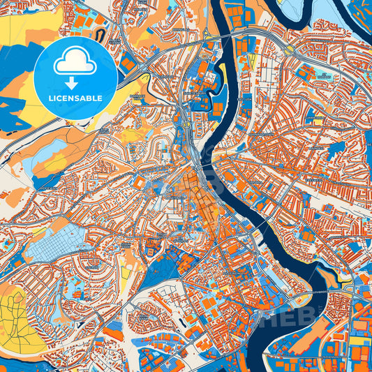 Colorful Newport Street Map with Labels and Buildings