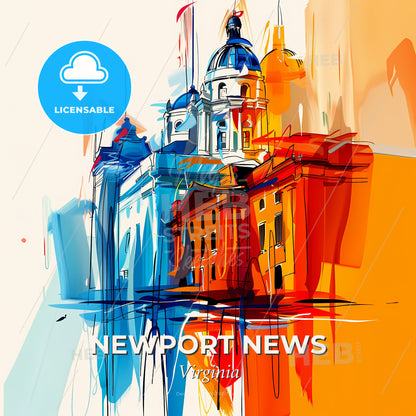 Vibrant Newport News, Virginia - A Painting Of A Building - Square format print template