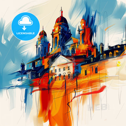 Vibrant Newport, Wales - A Painting Of A Building