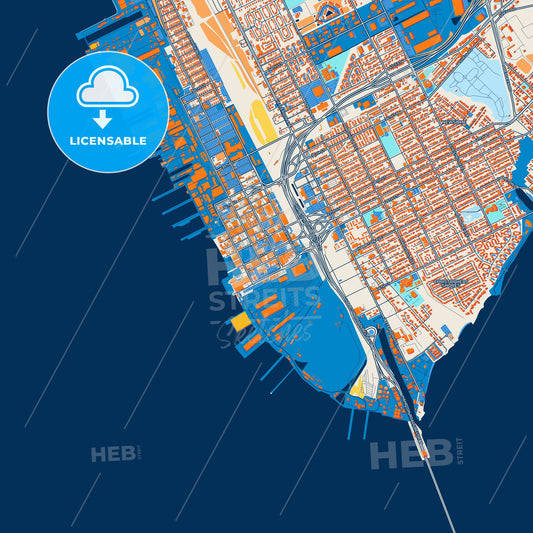 Colorful Newport News Street Map with Labels and Buildings