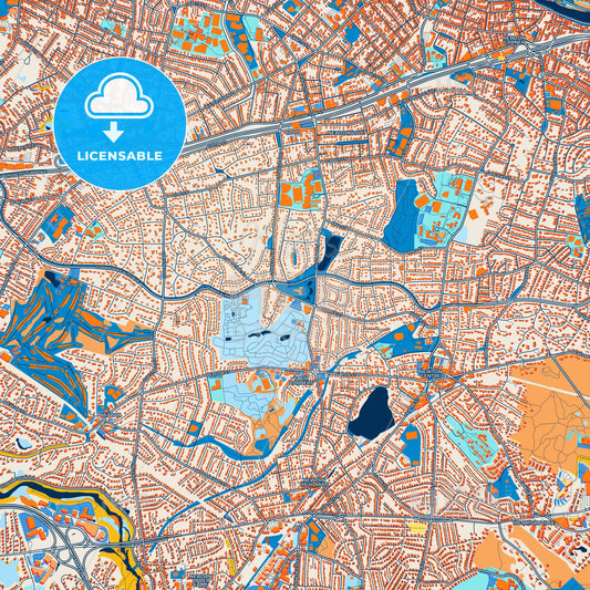 Colorful Newton Street Map with Labels and Buildings