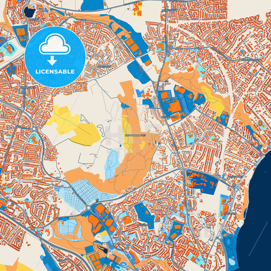 Colorful Newtownabbey Street Map with Labels and Buildings