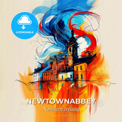 Vibrant Newtownabbey, Northern Ireland - A Colorful Painting Of A Building - Square format print template
