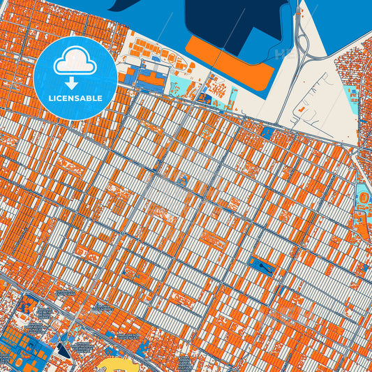 Colorful Nezahualcóyotl Street Map with Labels and Buildings