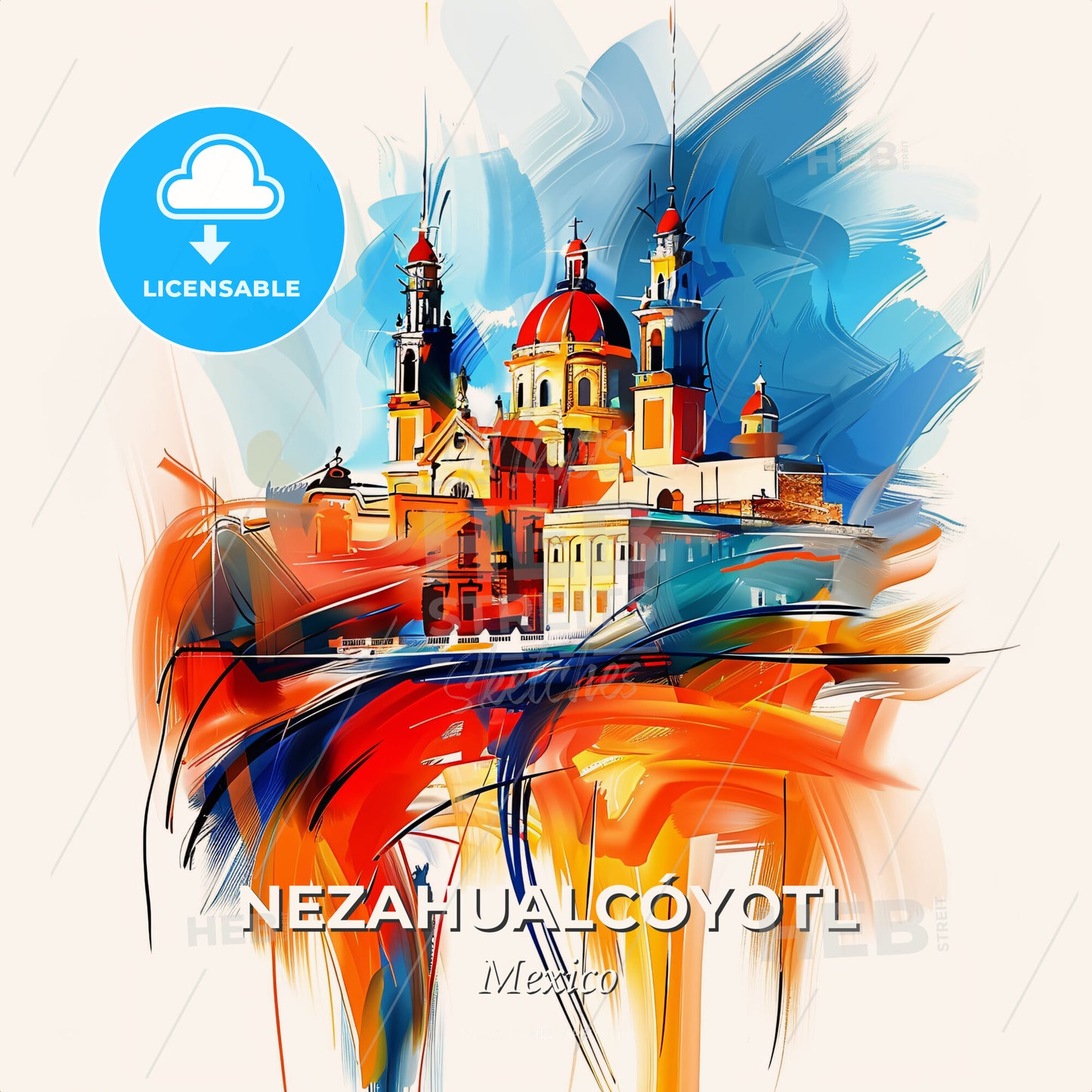 Vibrant Nezahualcóyotl, Mexico - A Painting Of A Building - Square format print template