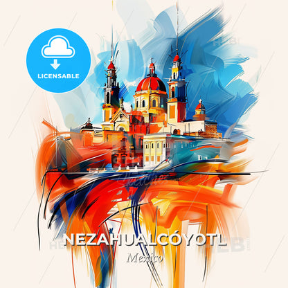 Vibrant Nezahualcóyotl, Mexico - A Painting Of A Building - Square format print template