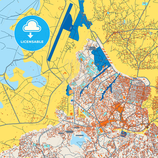 Colorful Ngaoundere Street Map with Labels and Buildings