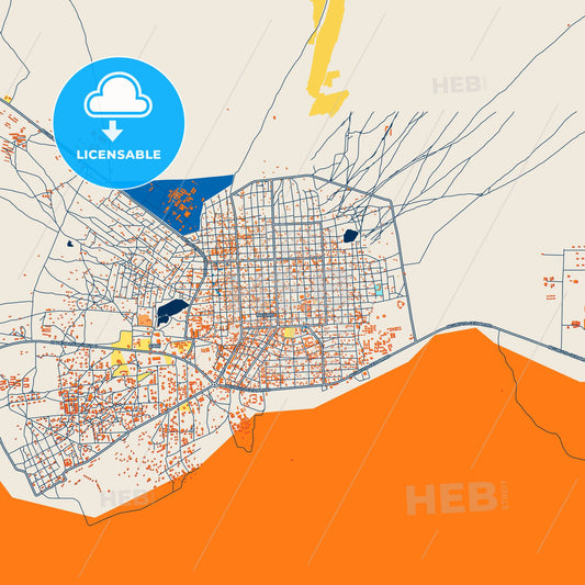 Colorful Nguru Street Map with Labels and Buildings