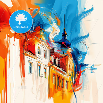 Vibrant Ниш, Serbia - A Painting Of A Building