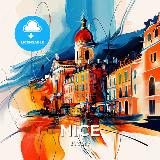Vibrant Nice, France - A Colorful Painting Of Buildings - Square format print template