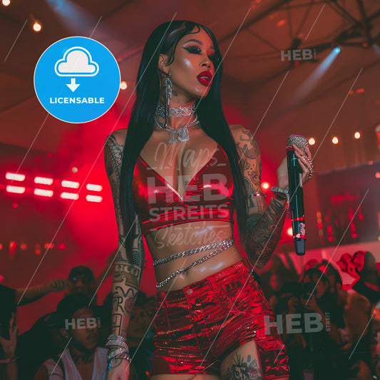 Nicki Minaj Concert Crow - A Woman Holding A Microphone In Front Of A Crowd