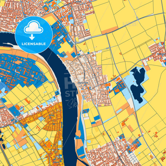 Colorful Niederkassel Street Map with Labels and Buildings