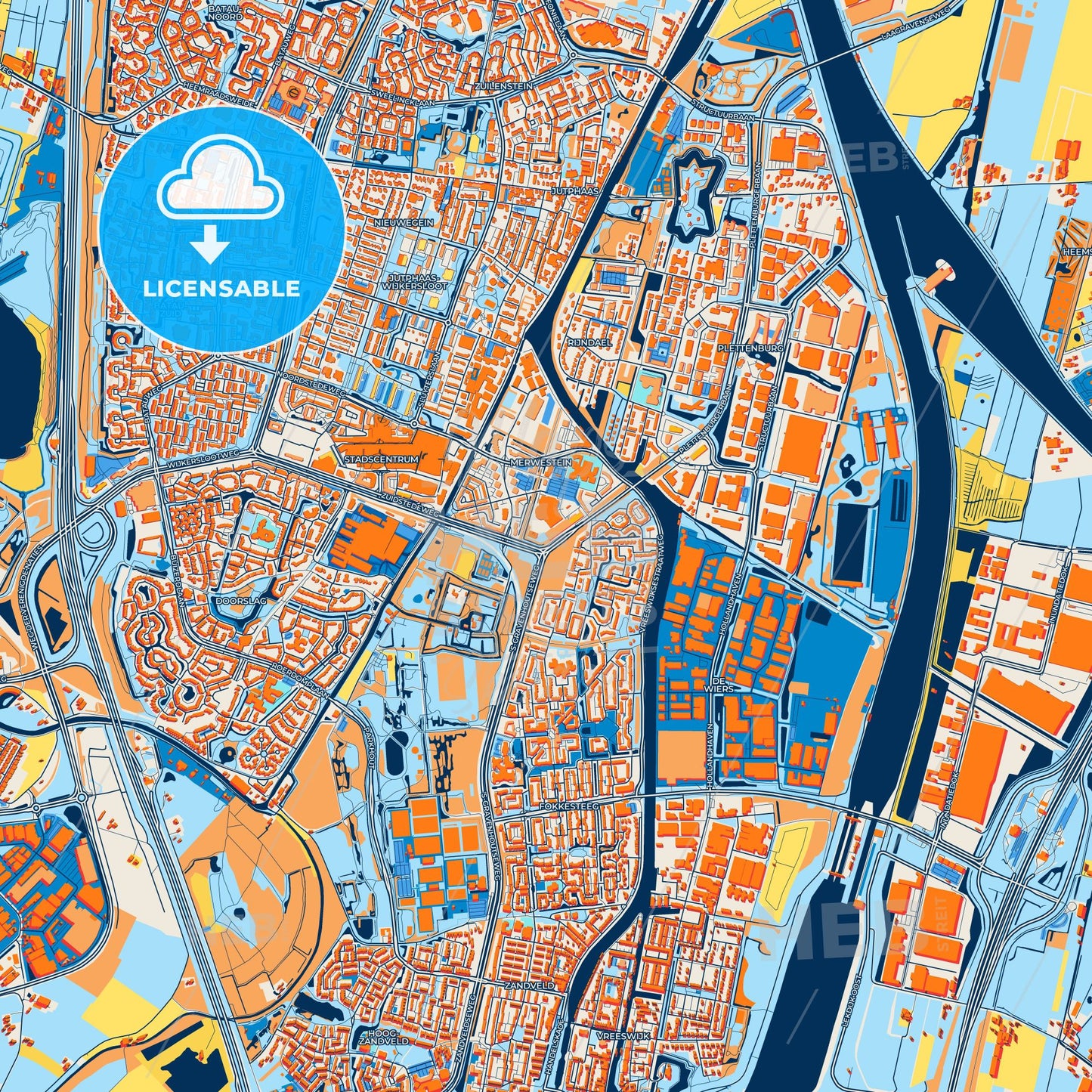 Colorful Nieuwegein Street Map with Labels and Buildings