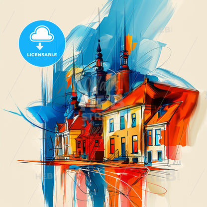 Vibrant Nieuwegein, Netherlands - A Painting Of A Building