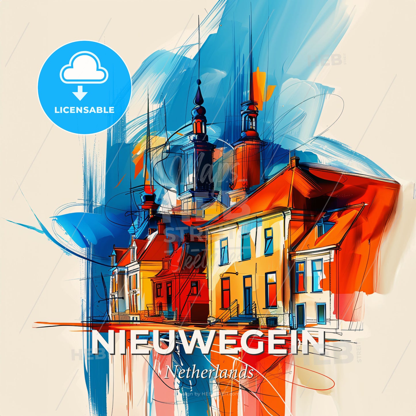 Vibrant Nieuwegein, Netherlands - A Painting Of A Building - Square format print template