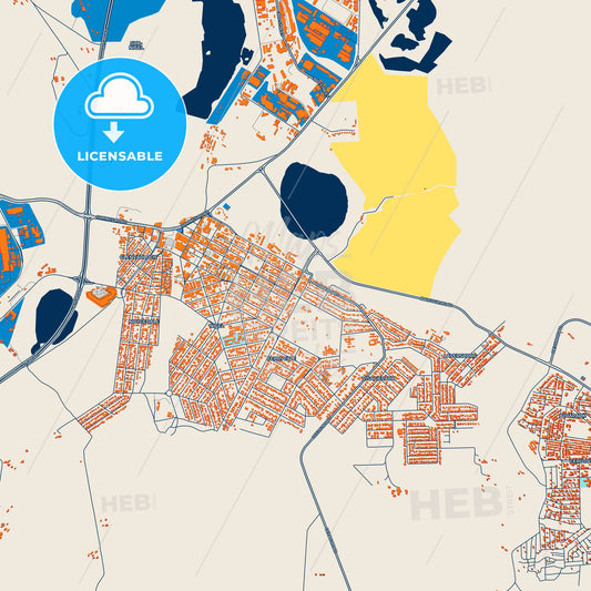 Colorful Nigel Street Map with Labels and Buildings