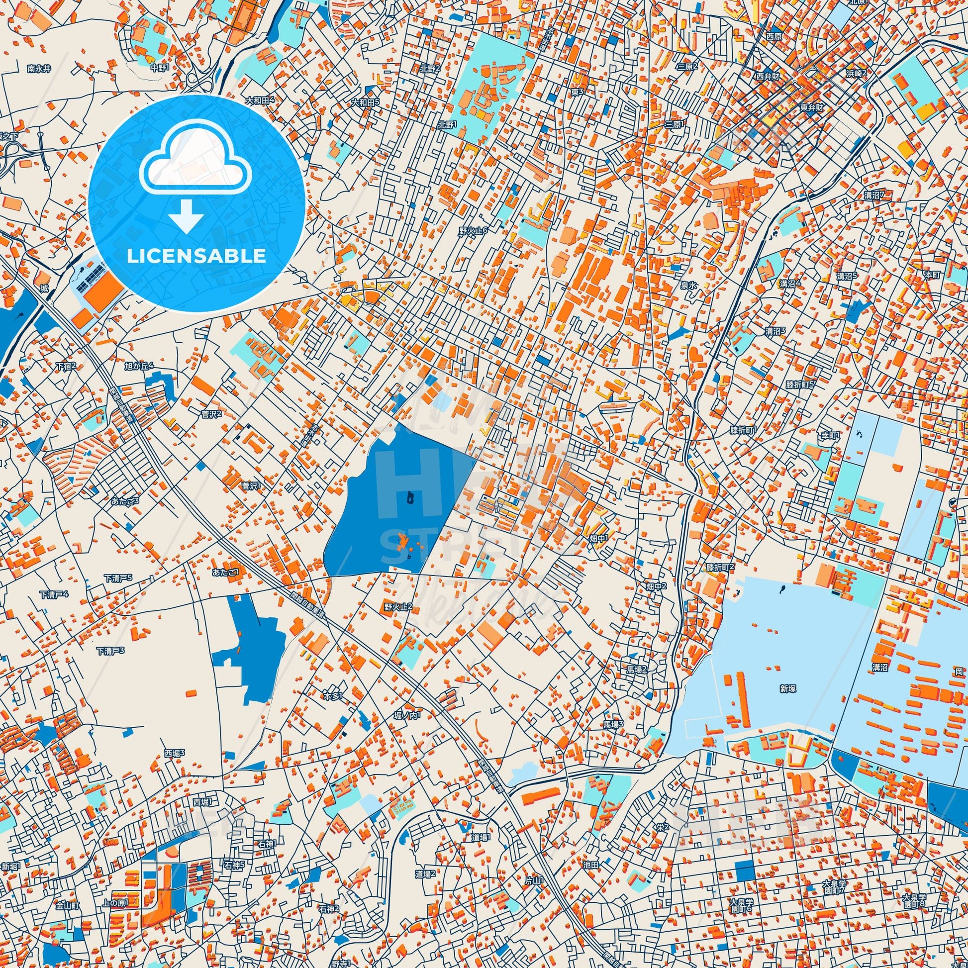 Colorful Niiza Street Map with Labels and Buildings