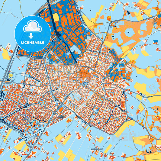 Colorful Nijkerk Street Map with Labels and Buildings