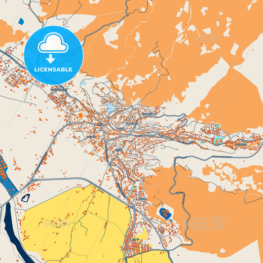 Colorful Niksar Street Map with Labels and Buildings