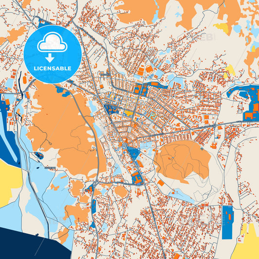 Colorful Nikšić Street Map with Labels and Buildings