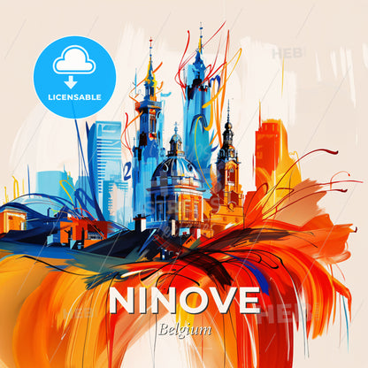 Vibrant Ninove, Belgium - A Painting Of A City - Square format print template