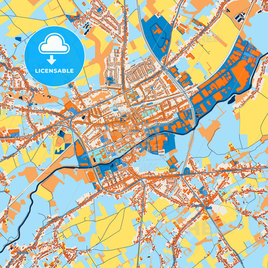 Colorful Ninove Street Map with Labels and Buildings