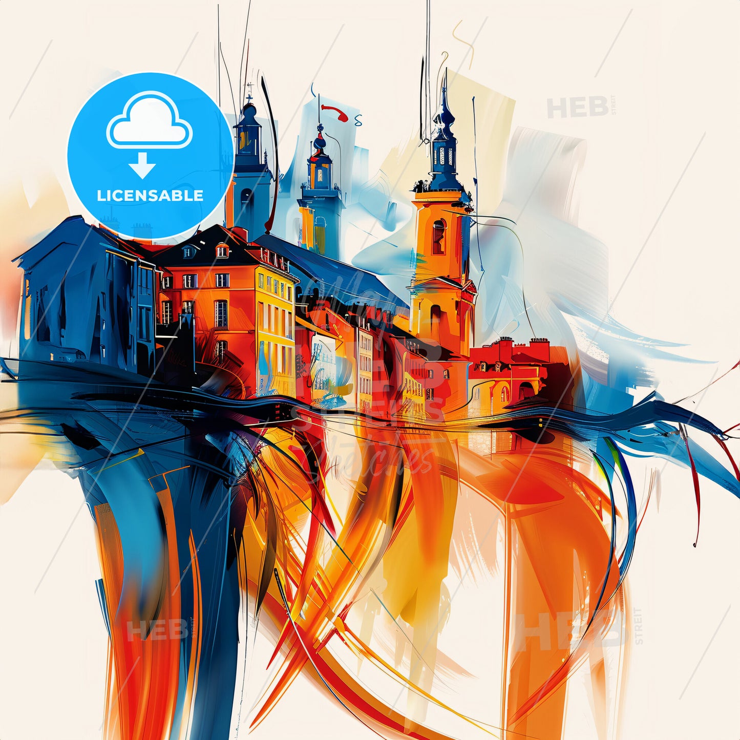 Vibrant Niort, France - A Painting Of A Building