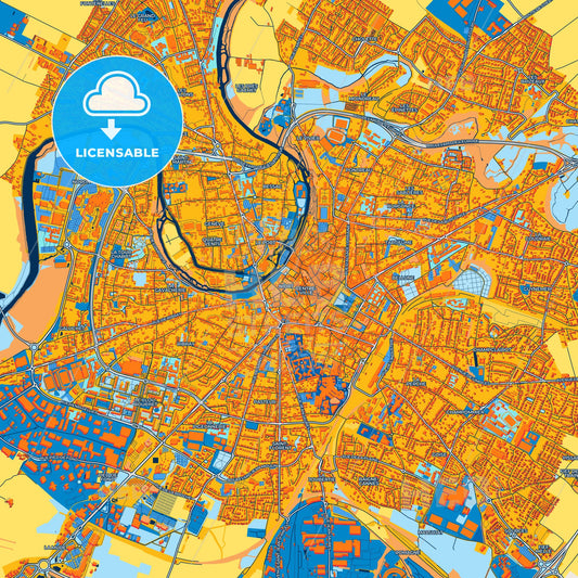 Colorful Niort Street Map with Labels and Buildings