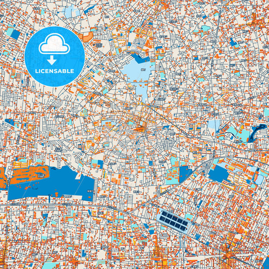 Colorful Nishitōkyō Street Map with Labels and Buildings