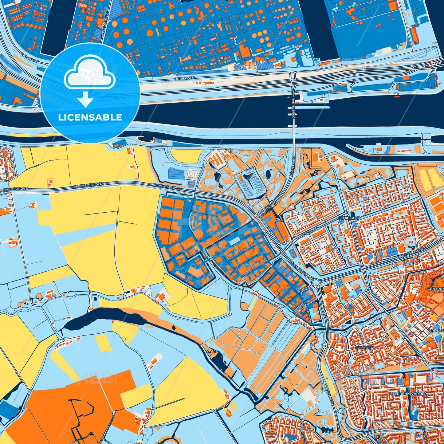 Colorful Nissewaard Street Map with Labels and Buildings