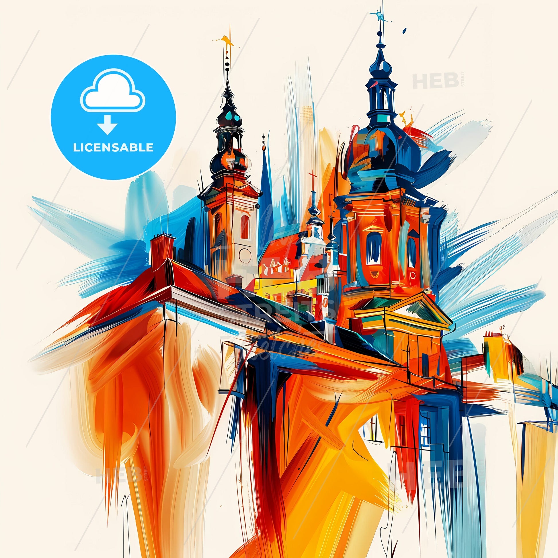 Vibrant Nissewaard, Netherlands - A Painting Of A Building With Towers