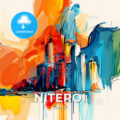 Vibrant Niteroi, Brazil - A Colorful Cityscape With A Colorful Background - Square format print template