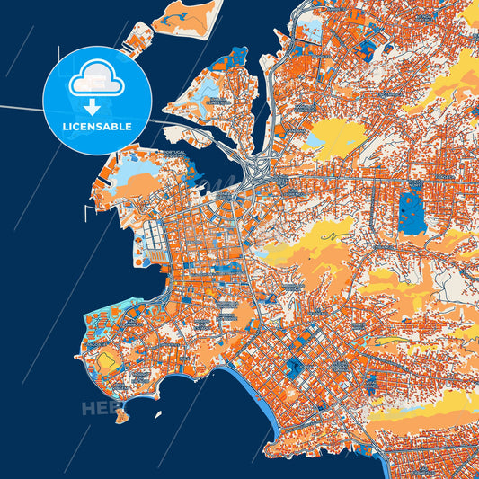 Colorful Niteroi Street Map with Labels and Buildings