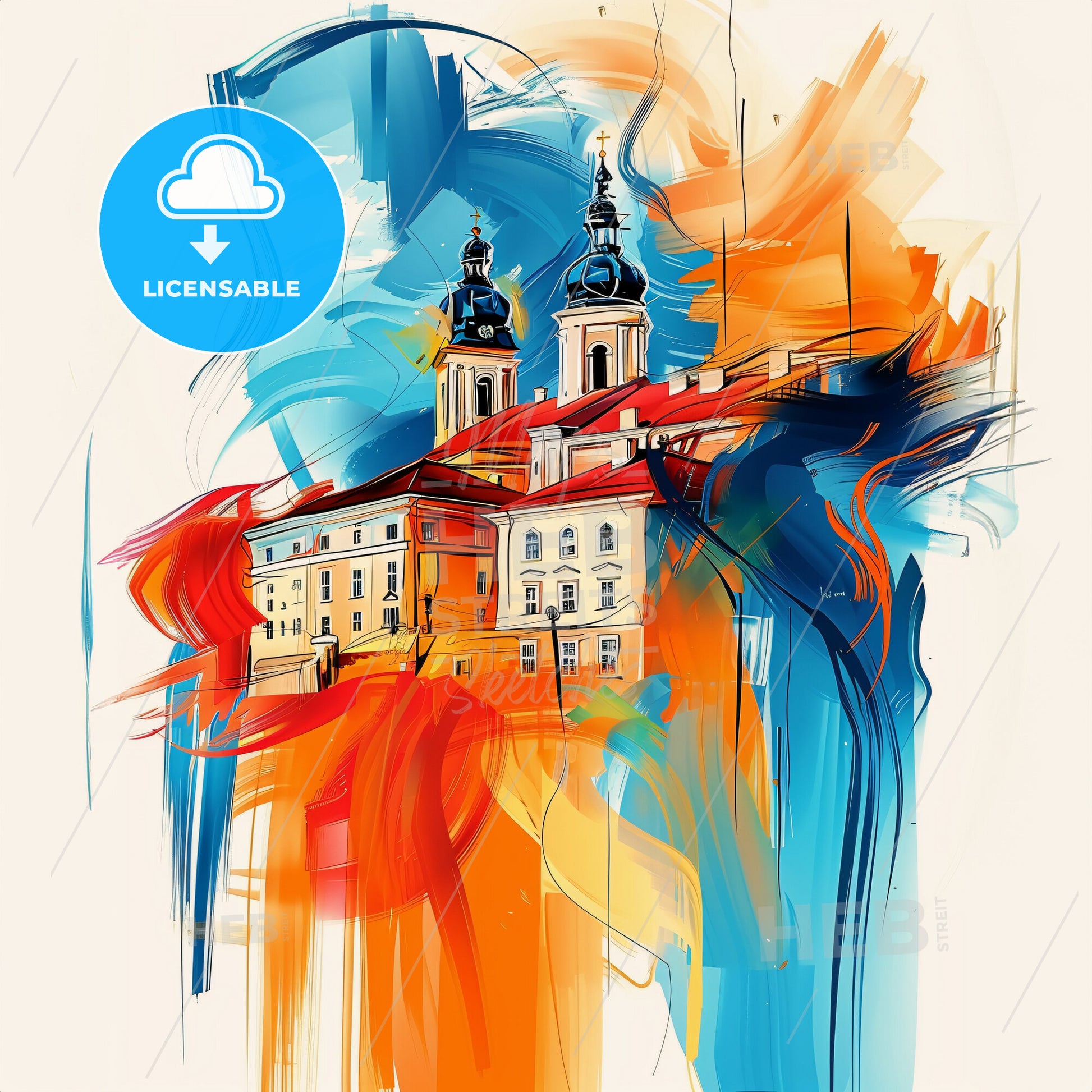 Vibrant Nitra, Slovakia - A Painting Of A Building