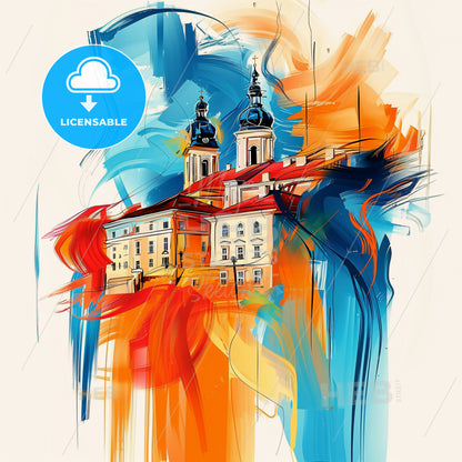 Vibrant Nitra, Slovakia - A Painting Of A Building