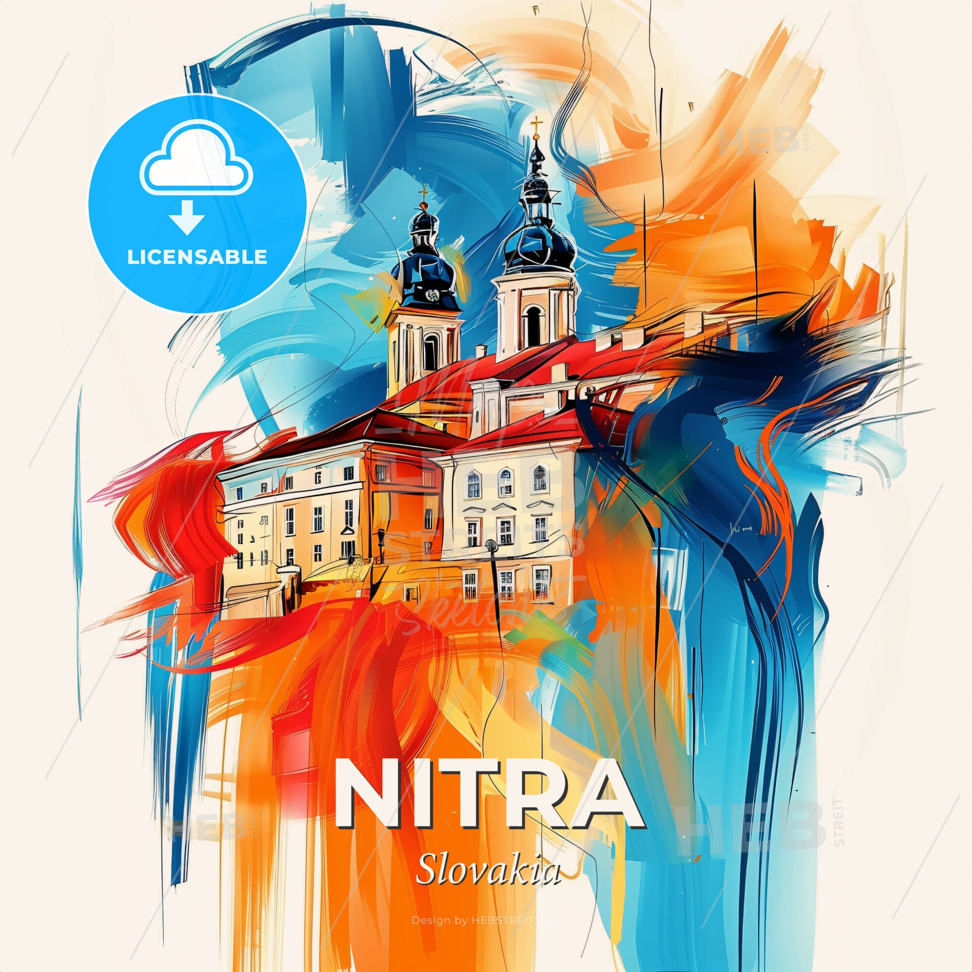 Vibrant Nitra, Slovakia - A Painting Of A Building - Square format print template