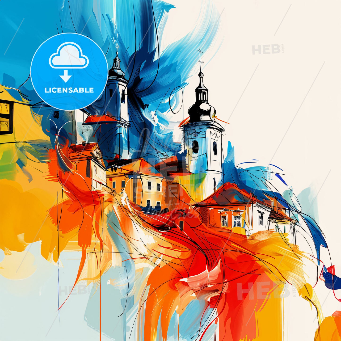 Vibrant Nitra, Slovakia - A Painting Of A Colorful City