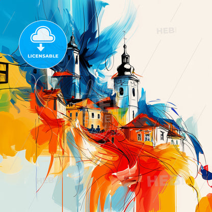 Vibrant Nitra, Slovakia - A Painting Of A Colorful City